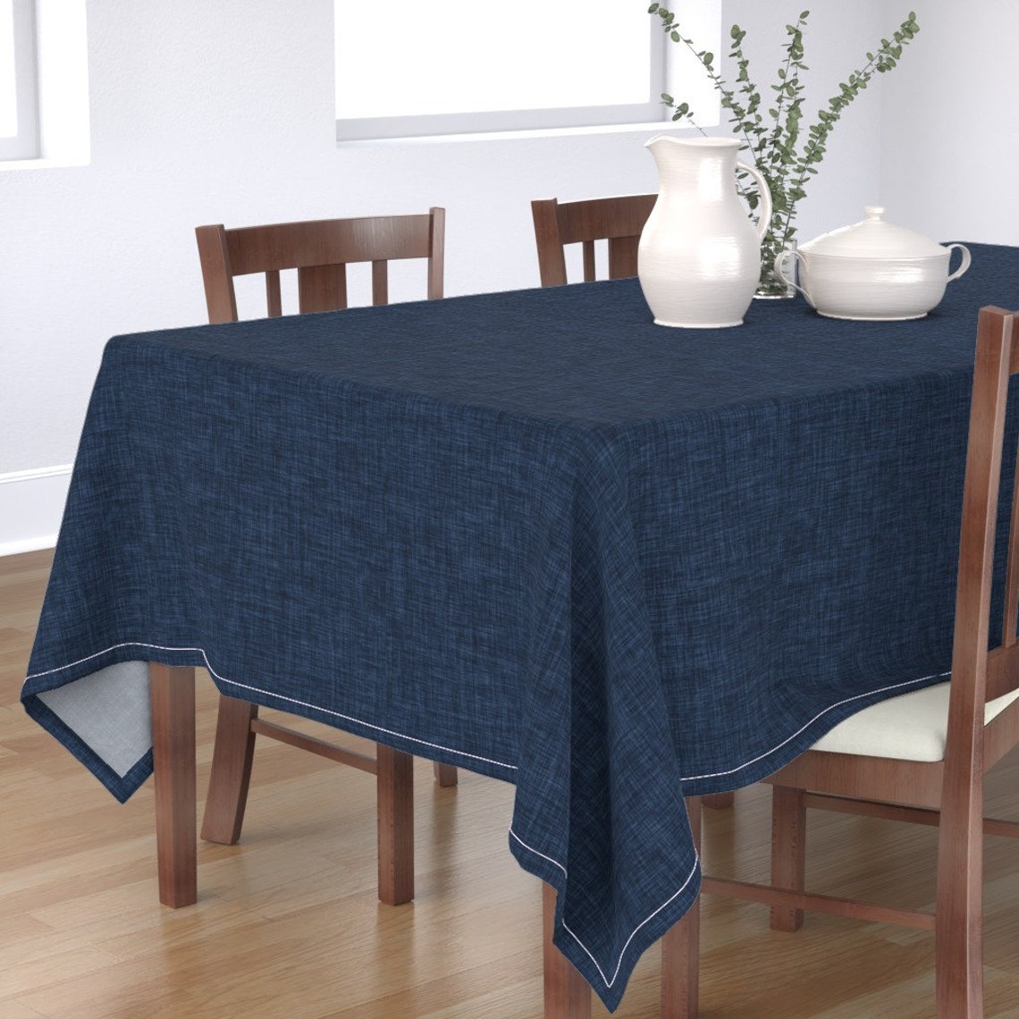 Solid Navy Tablecloth Navy Linen No. 2 by Ivieclothco Faux Etsy