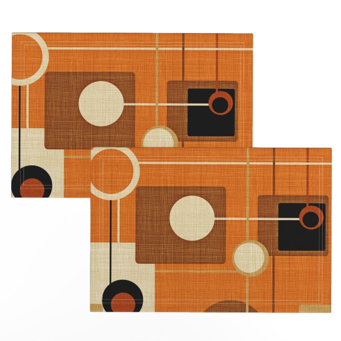 Mid Century Modern Placemats set of 2 Orbs and Squares by Etsy
