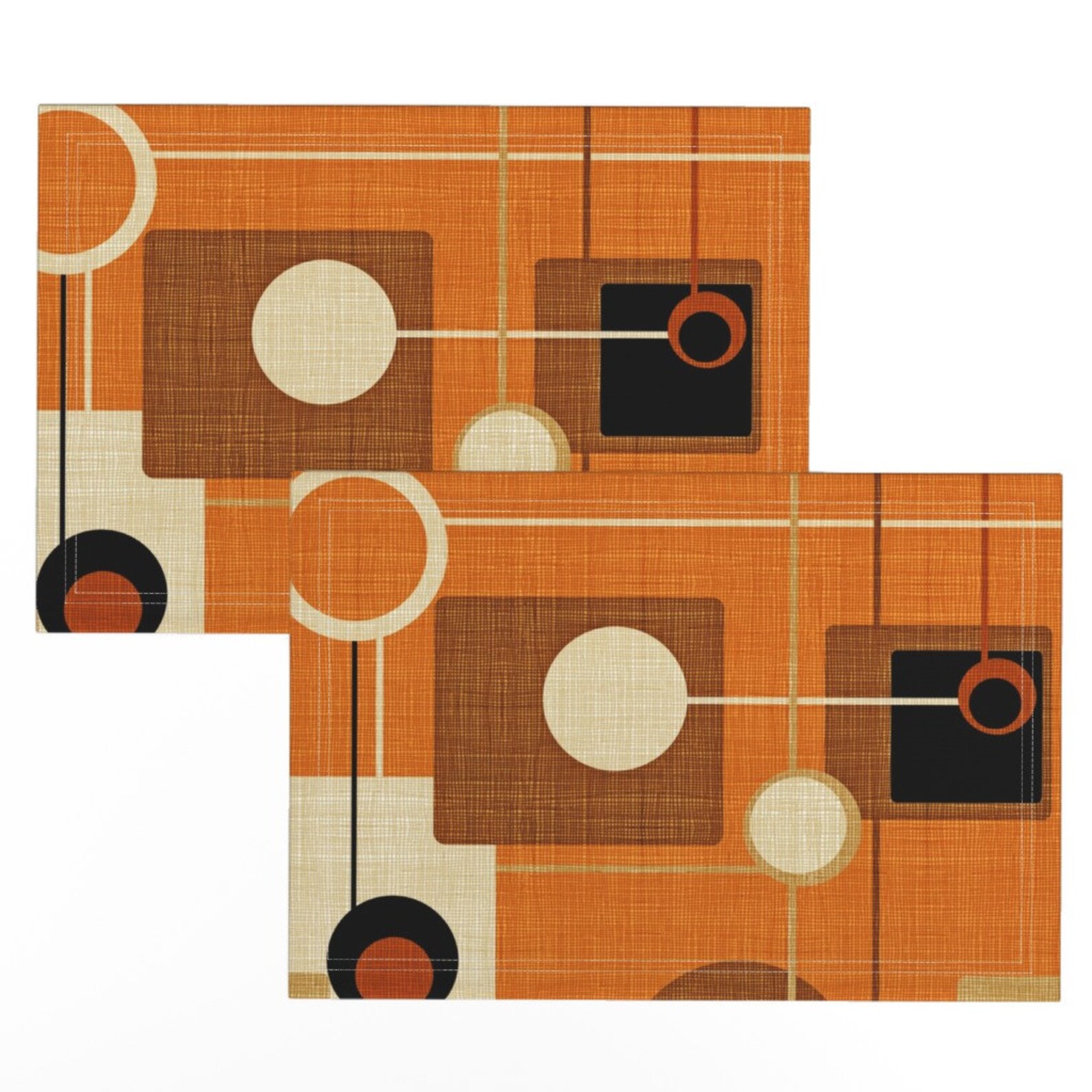 Mid Century Modern Placemats set of 2 Orbs and Squares by Etsy
