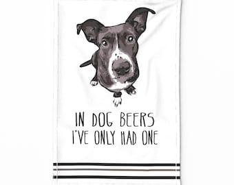 Dogs Tea Towel - In Dog Beers Tea Towel by mariafaithgarcia - Cut And Sew Tea Towel Beer Pun Linen Cotton Canvas Tea Towel by Spoonflower