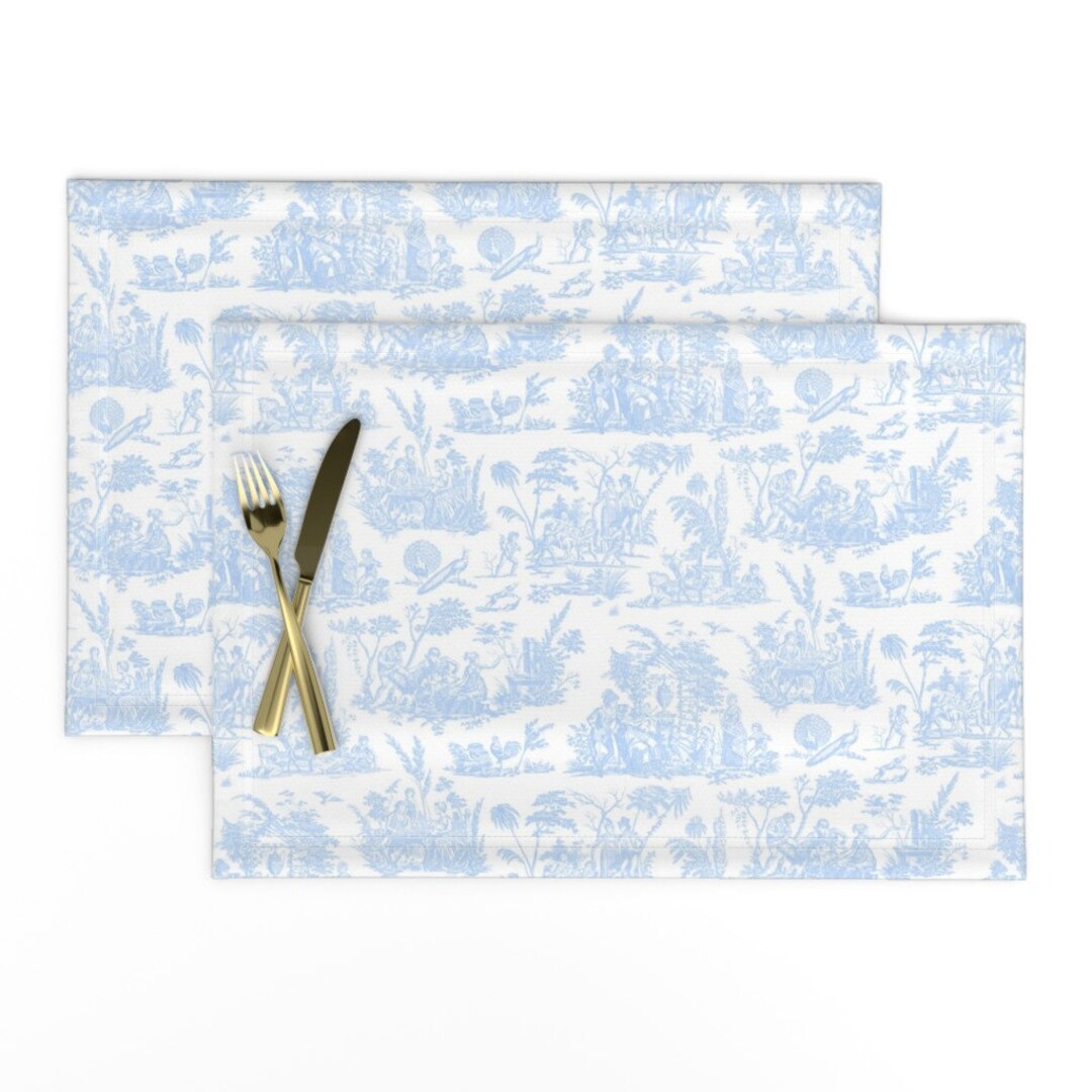 Baby Blue Toile Placemats set of 2 Marseilles Toile by Etsy