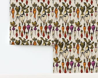 Booty Butt Non-Pasted Wallpaper Sexy Vegetables Whimsical Kitsch - Don't Forget Your Roots by cecilia_granata Wallpaper by Spoonflower