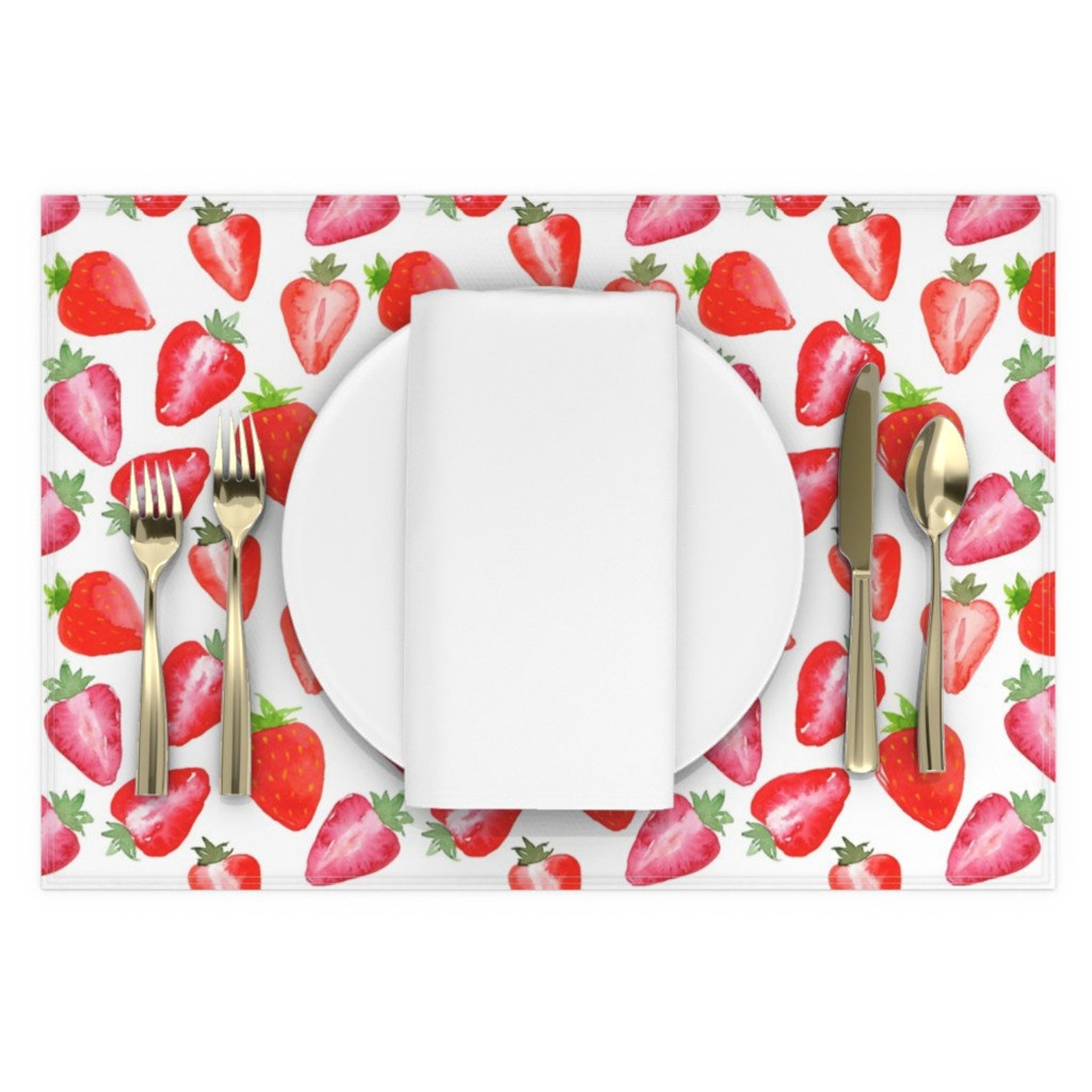 Strawberry Placemats Set of 2 Strawberries Red Watercolour Etsy