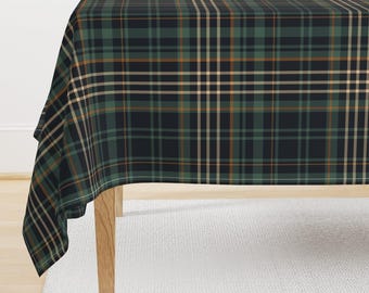 Mantel a cuadros verde oscuro - Tartán moderno de tessab_studio - Mantel rústico de algodón satinado a cuadros para cabaña otoñal de Spoonflower