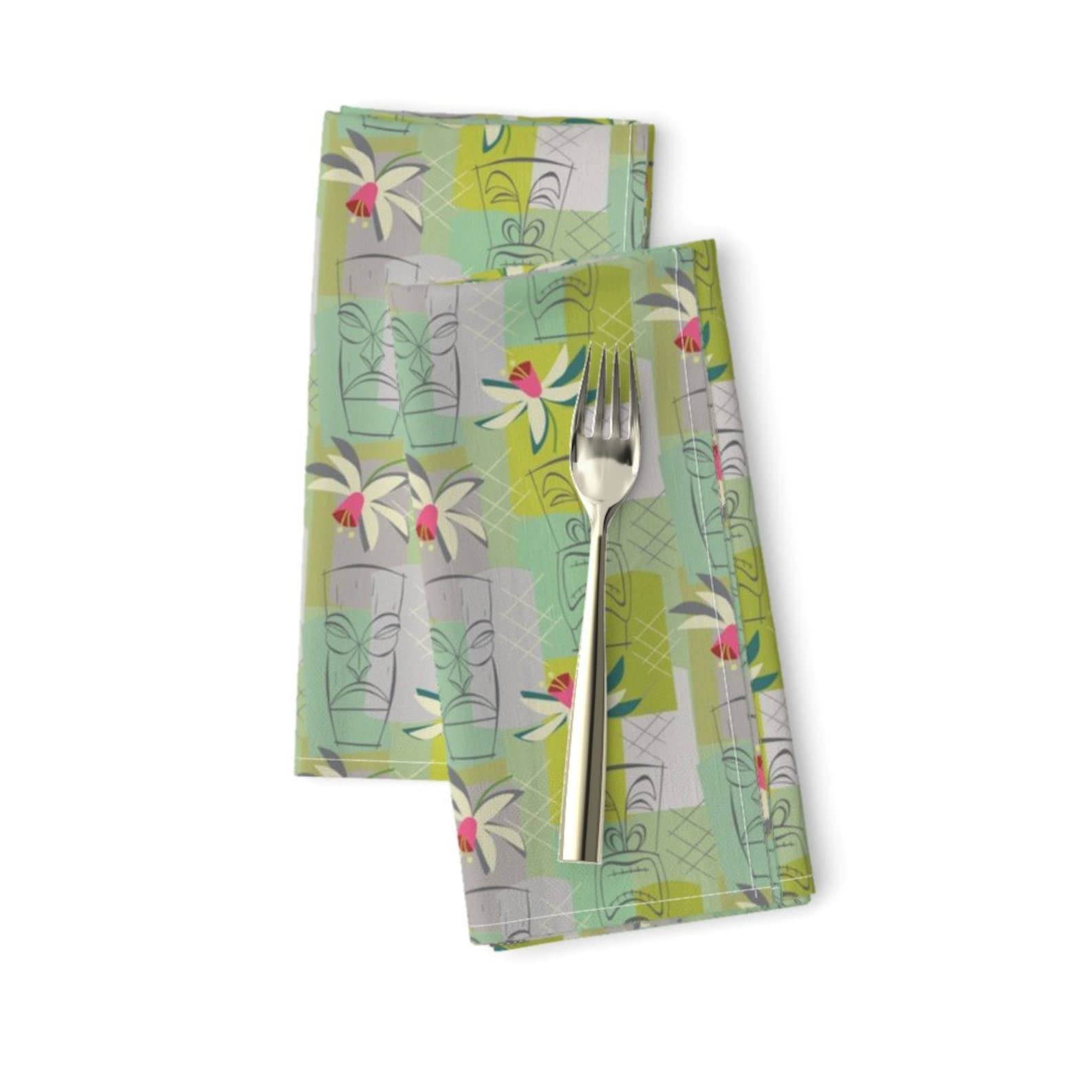 Hawaiian Dinner Napkins Set of 2 Mint Tiki Exotic by Etsy