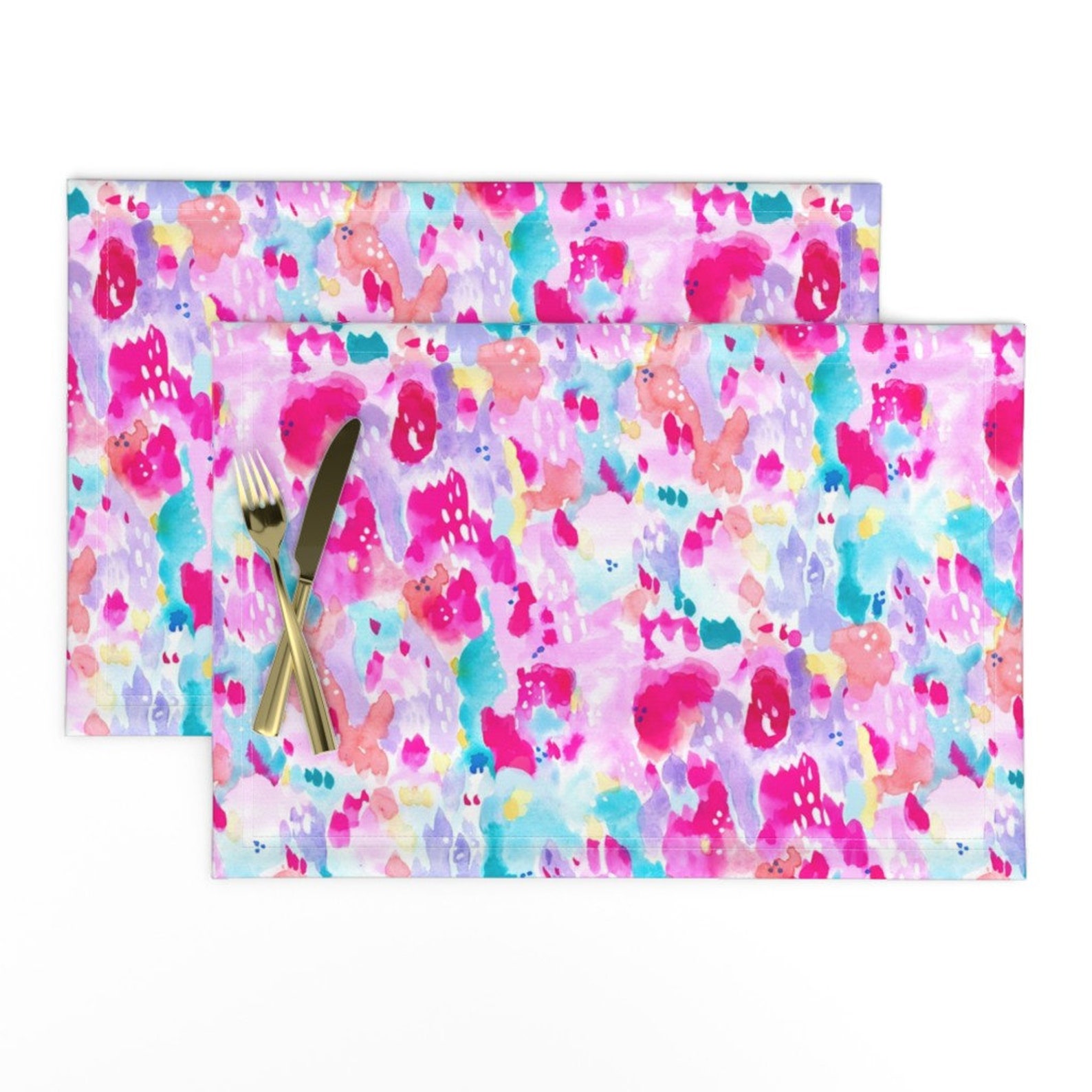 Hot Pink Abstract Placemats Set of 2 Coneflower Meadow by Etsy
