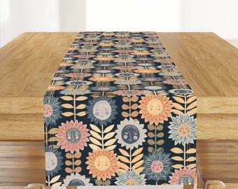 Autumn Sunflowers Table Runner - Halloween Sunflowers by rebelform - Seasonal Harvest Garden Cotton Sateen Table Runner by Spoonflower