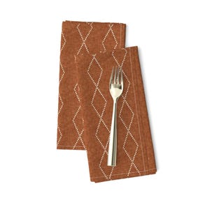 Geometric Diamond Dinner Napkins (Set of 2) - Rust Diamonds by littlearrowdecor - Rust Burnt Orange Cloth Napkins by Spoonflower