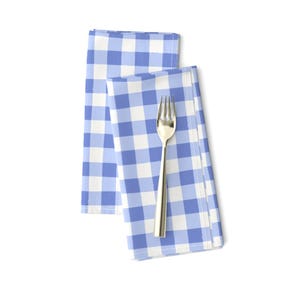 Simple Blue Check Dinner Napkins Set of 2 - Periwinkle Spring Easter Buffalo Plaid Cloth Napkins - Soft Blue Gingham by teri_the_butter