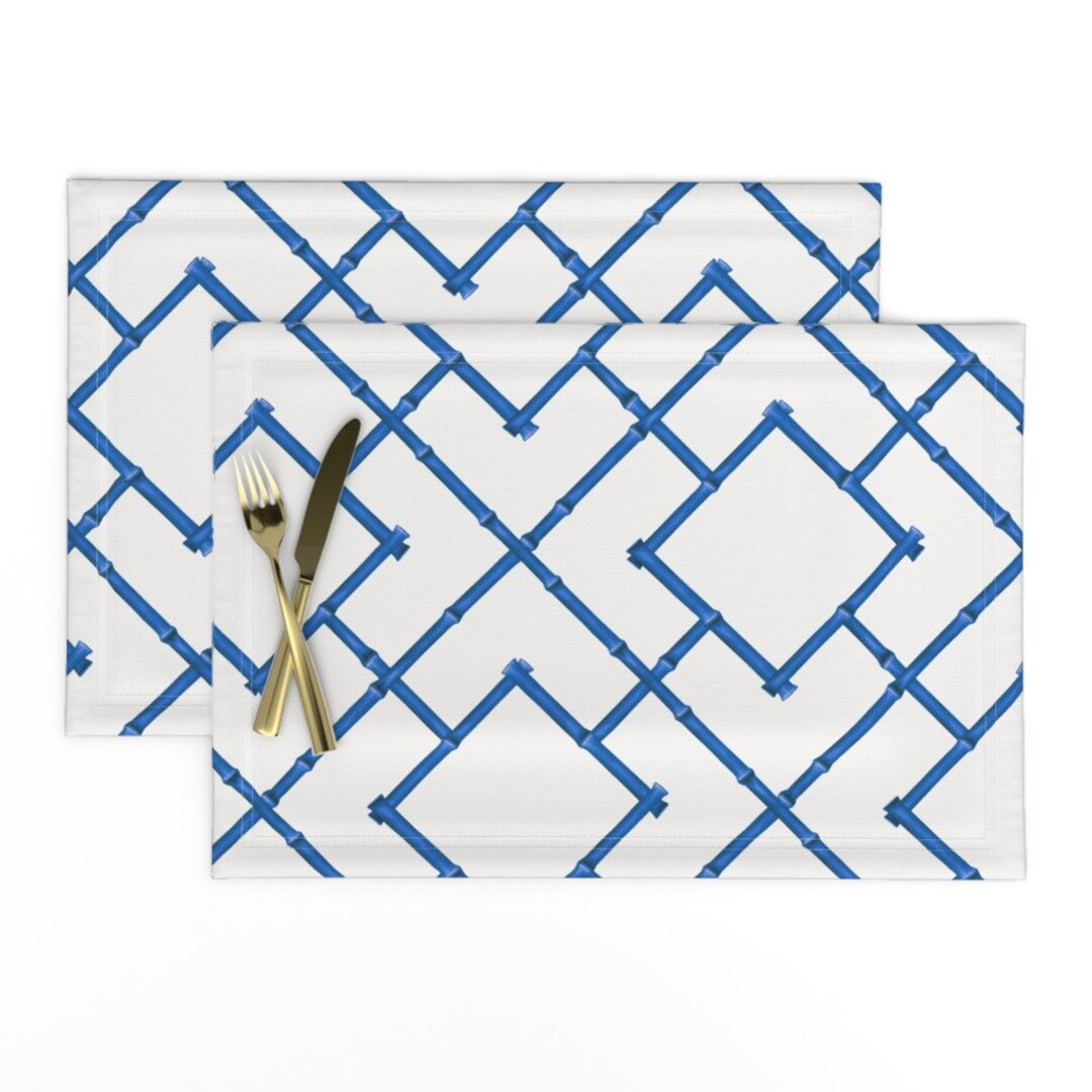 Bamboo Placemats set of 2 Osaka Bamboo Trellis Cobalt by Etsy