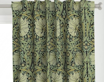 Victorian Floral Curtain Panel - Pimpernel by peacoquettedesigns - Vintage Style Morris Inspired Damask Custom Curtain Panel by Spoonflower