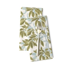 Preppy Garden Dinner Napkins (Set of 2) - Hideaway Olive Aqua by whitneyenglish - Green Blue Grandmillennial Cloth Napkins by Spoonflower