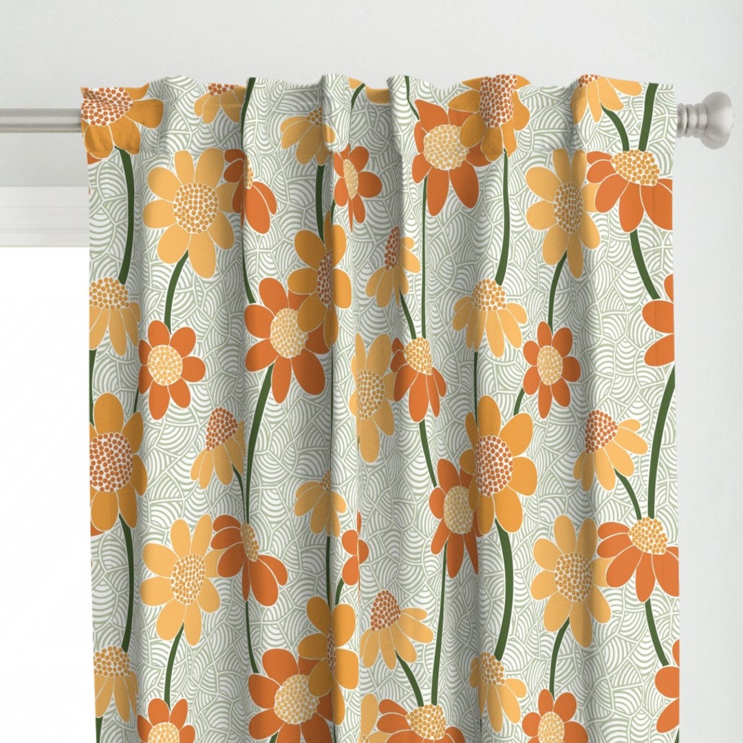 Tende lunghe floreali, bianche con fiori viola e foglie verdi, set
