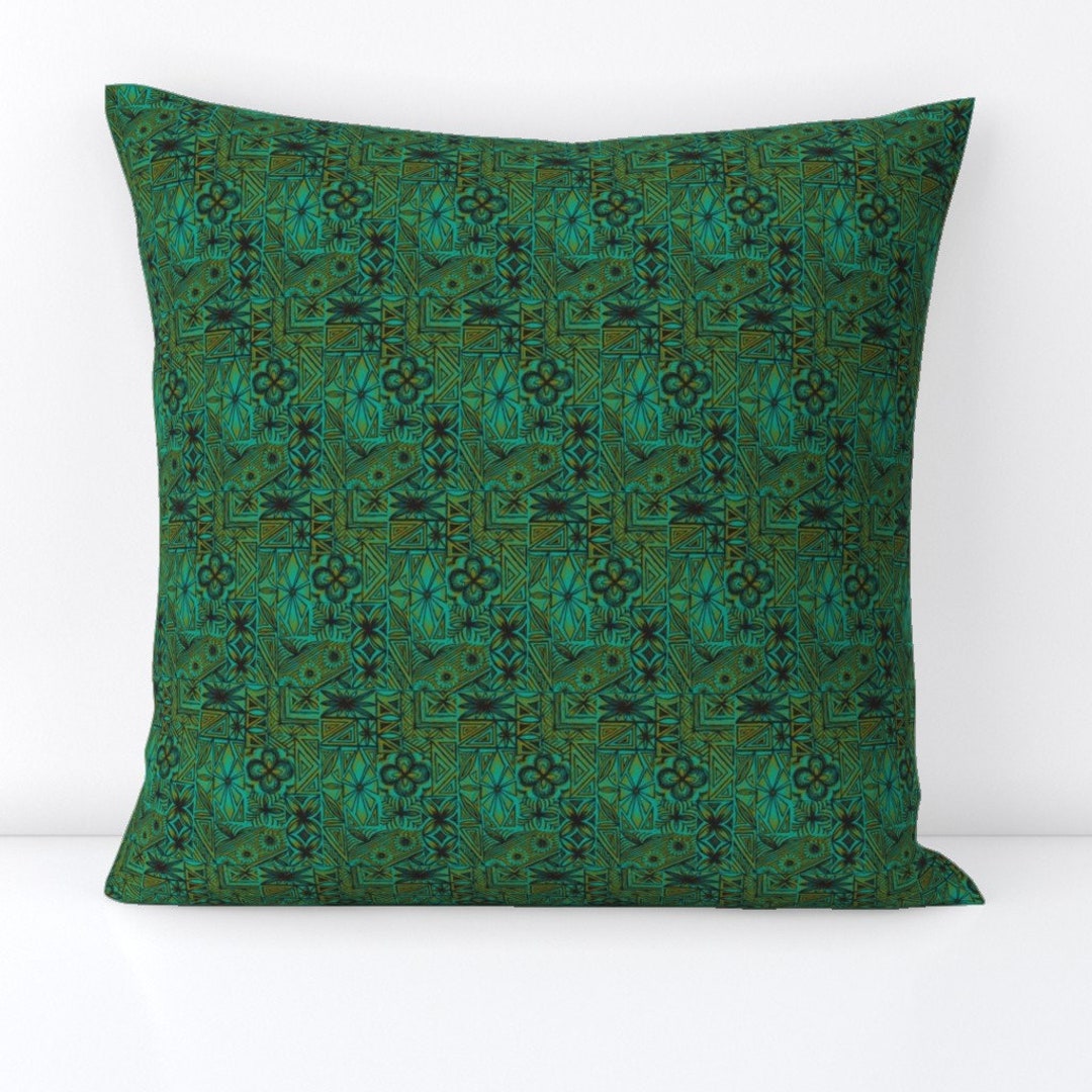 Hawaiian Throw Pillow Kalakaua Green by Sophistatiki_by_dawn_frasier
