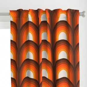 Retro Curtain Panel - Arches Orange by circa78designs -  1960s 1970s Mcm Mid Century Arches Scallop Custom Curtain Panel by Spoonflower