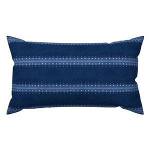 Indigo Shibori Lumbar Pillow - Indigo Blue Shibori by forestandsea - Blue Stripes Japanese Inspired Rectangle Accent Throw Pillow