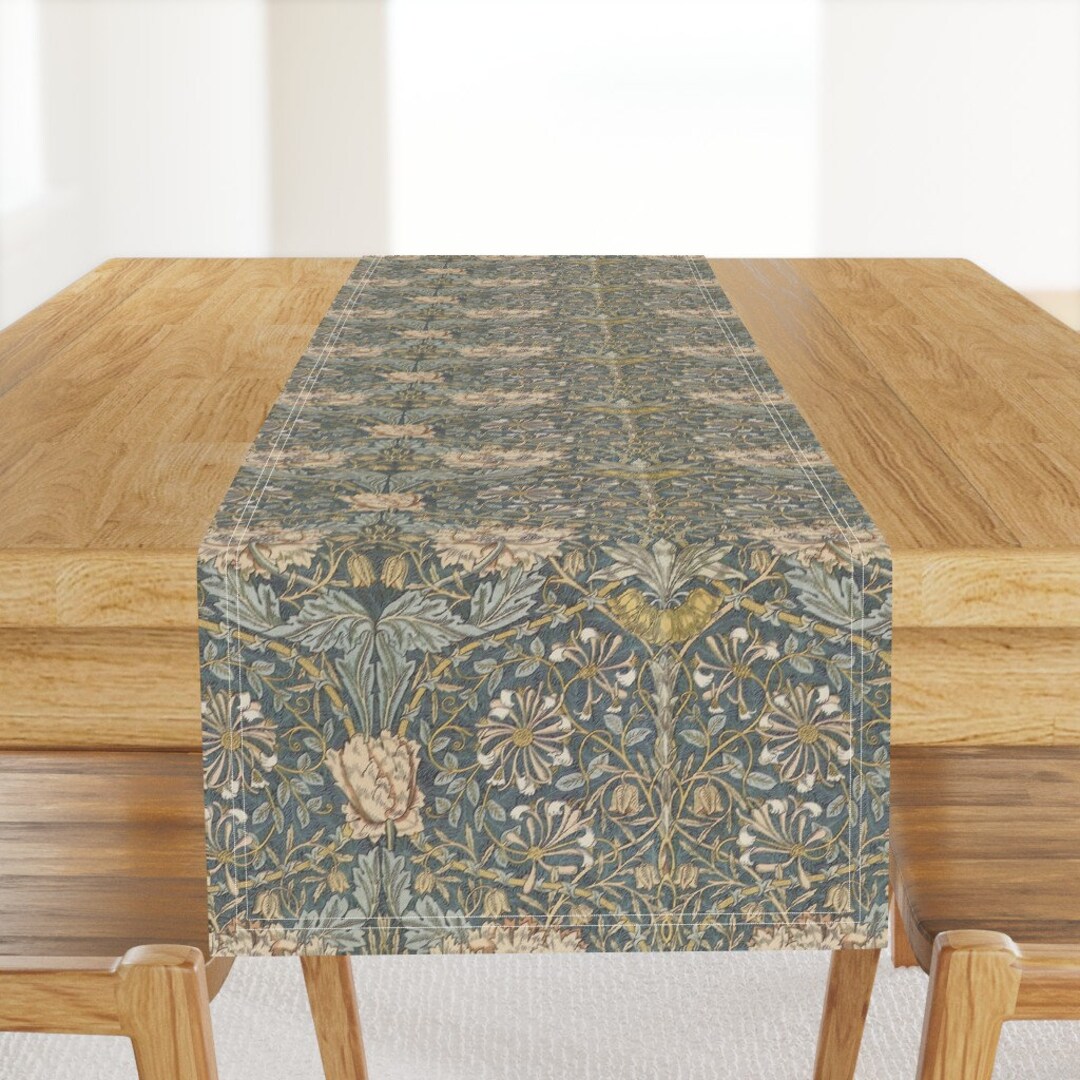 Arts and Crafts Table Runner Morris Neutral by Peacoquettedesigns