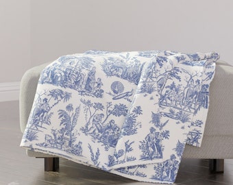 Marseilles Toile Willow Ware Blue White Flannel Blanket,Soft Bedding Fleece Throw Couch Cover Decorative Blanket for Home Bed Sofa & Dorm 50x40 Marseilles Toile Willow Ware Blue White Flannel Blanket,Soft Bedding Fleece Throw Couch Cover Decorative Blanket for Home Bed Sofa & Dorm 50x40