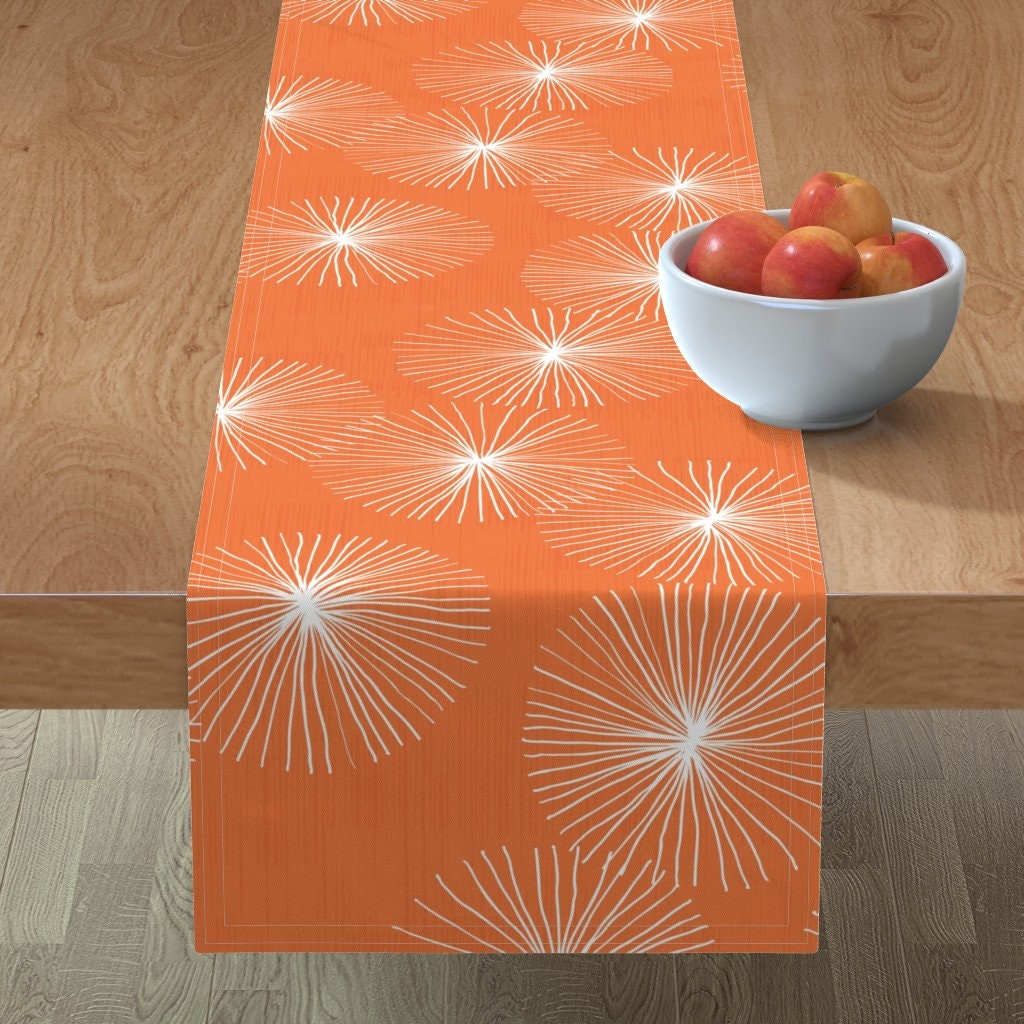 Table Runner Mod Mid Century Modern Retro Vintage Geometric Orange Cotton Sateen Table Runner Mod Mid Century Modern Retro Vintage Geometric Orange Cotton Sateen