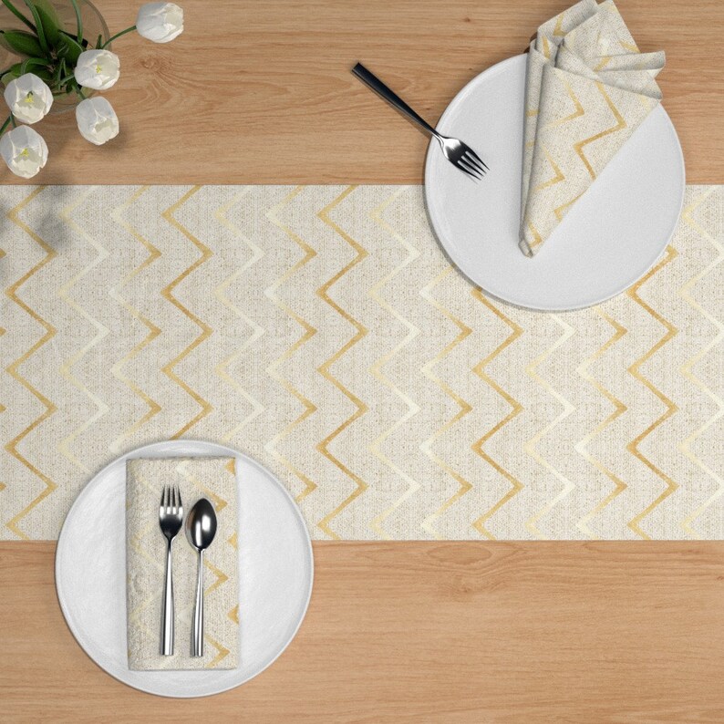 Gold Ombre Earthen Woven Weave Cotton Sateen Table Runner by Spoonflower Chevron Table Runner Earthen Chevron Gold by holli/_zollinger