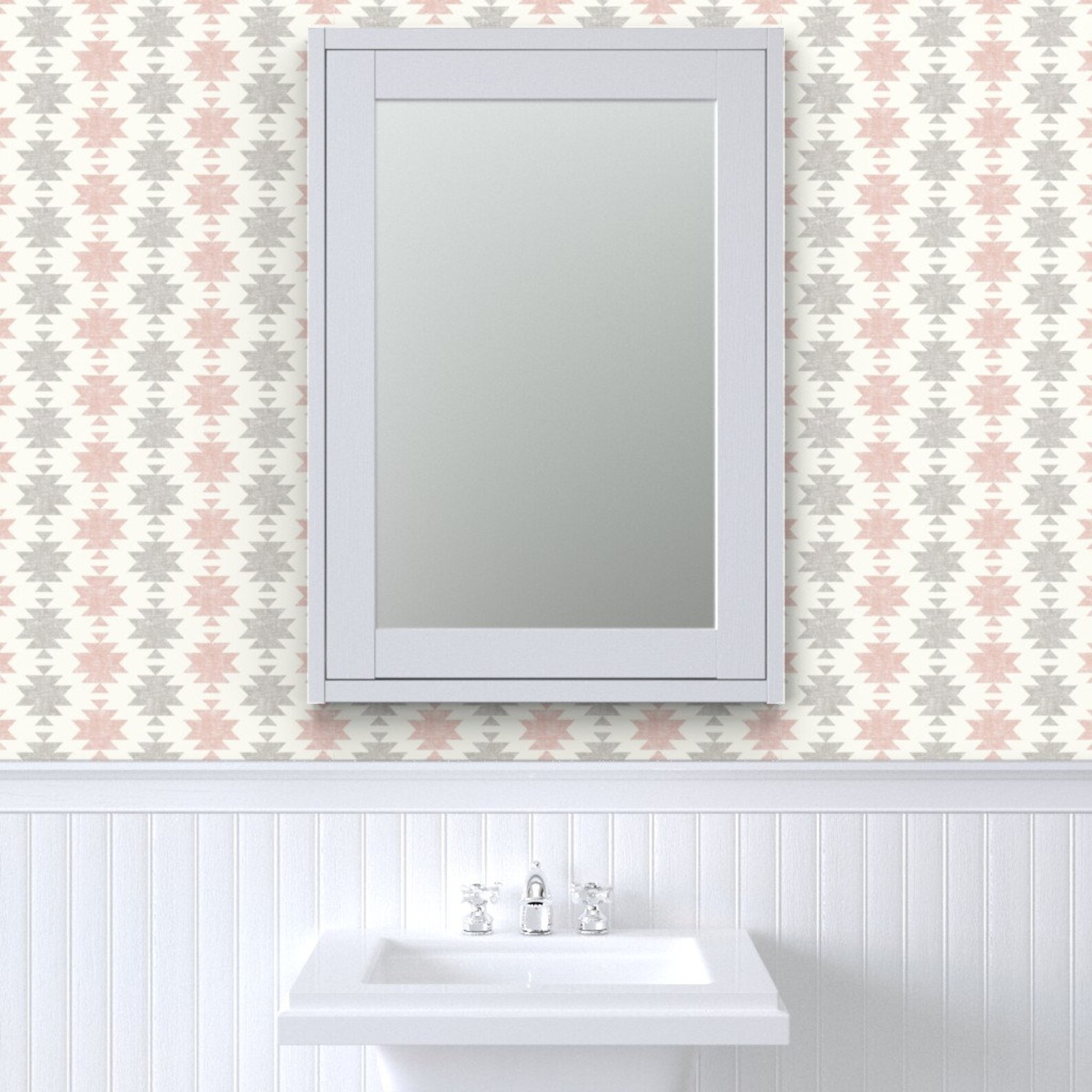 Blush Pink Geometric Wallpaper Pink Gray Boho by Etsy