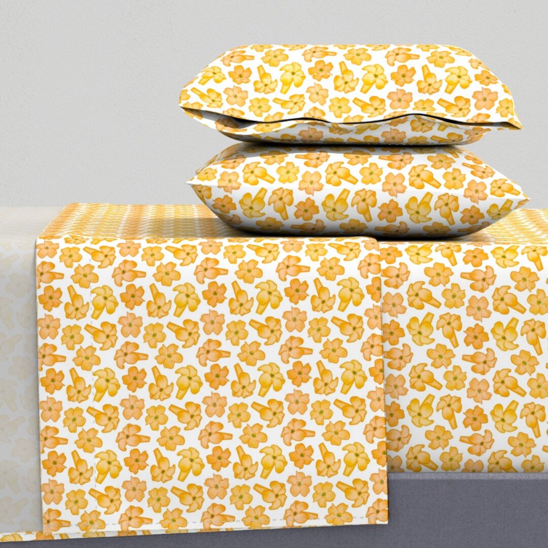 Yellow Floral Sheets Simply Puakenikeni by Ikehu_prints Orange