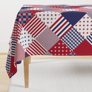 American Flag Tablecloth - Usa Patchwork by paper_and_frill - July 4th Independence Day Memorial Day Cotton Sateen Tablecloth by Spoonflower
