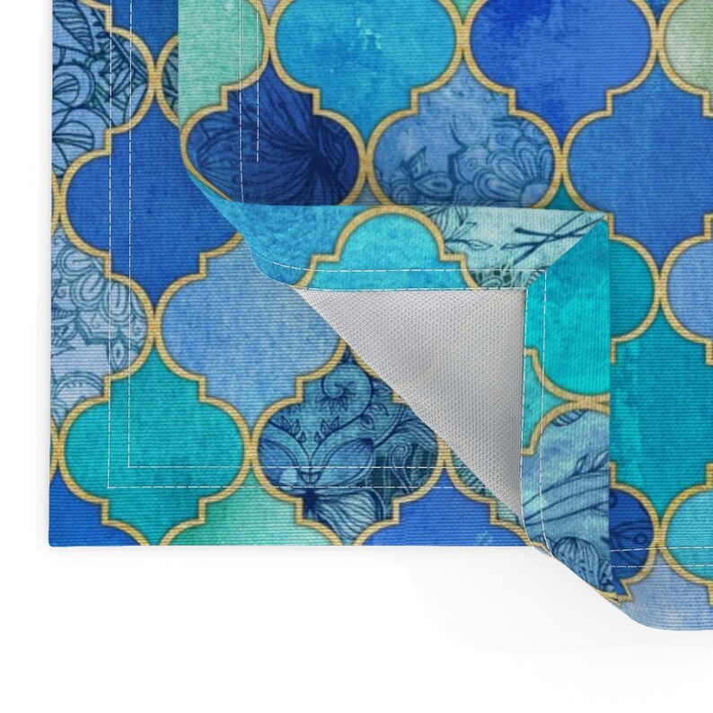 Quatrefoil Placemats set of 2 Cobalt Blue and Aqua Etsy