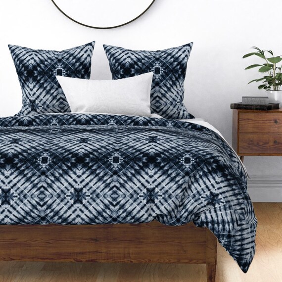 Blue Tie Dye Duvet Cover Navy Tie Dye By Littlearrowdesign Etsy