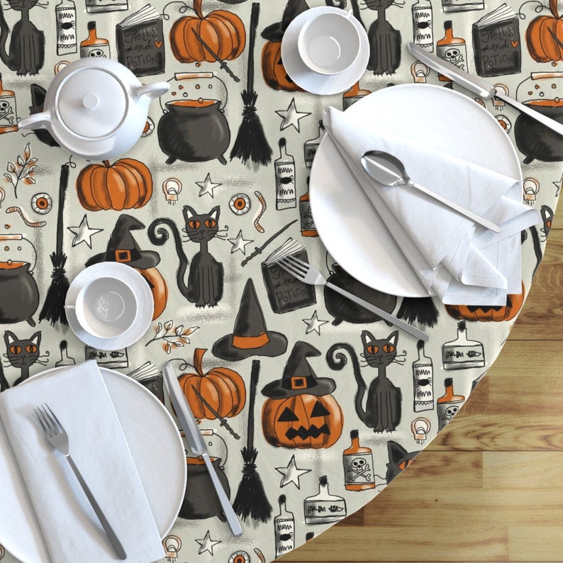 Round Tablecloth Halloween
 Spooky Round Tablecloth Vintage Halloween by