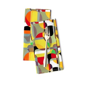 Mod Dinner Napkins (Set of 2) - Danish Modern Sixities Vibe by joanmclemore - Abstract Geometric Mid Century Cloth Napkins by Spoonflower