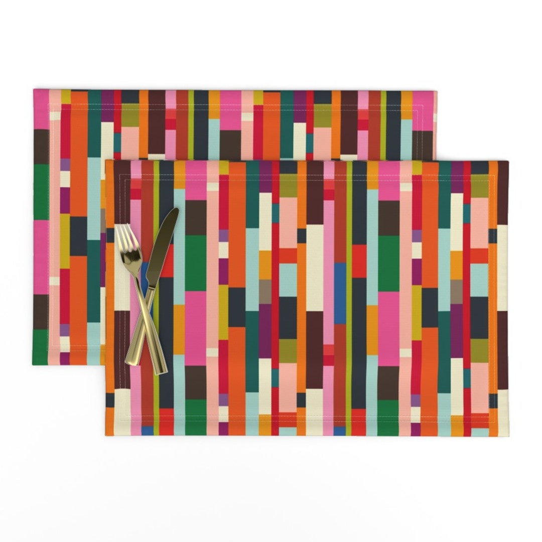 Mod Placemats set of 2 Solid Scraps by Katerhees Retro Geometric Bright