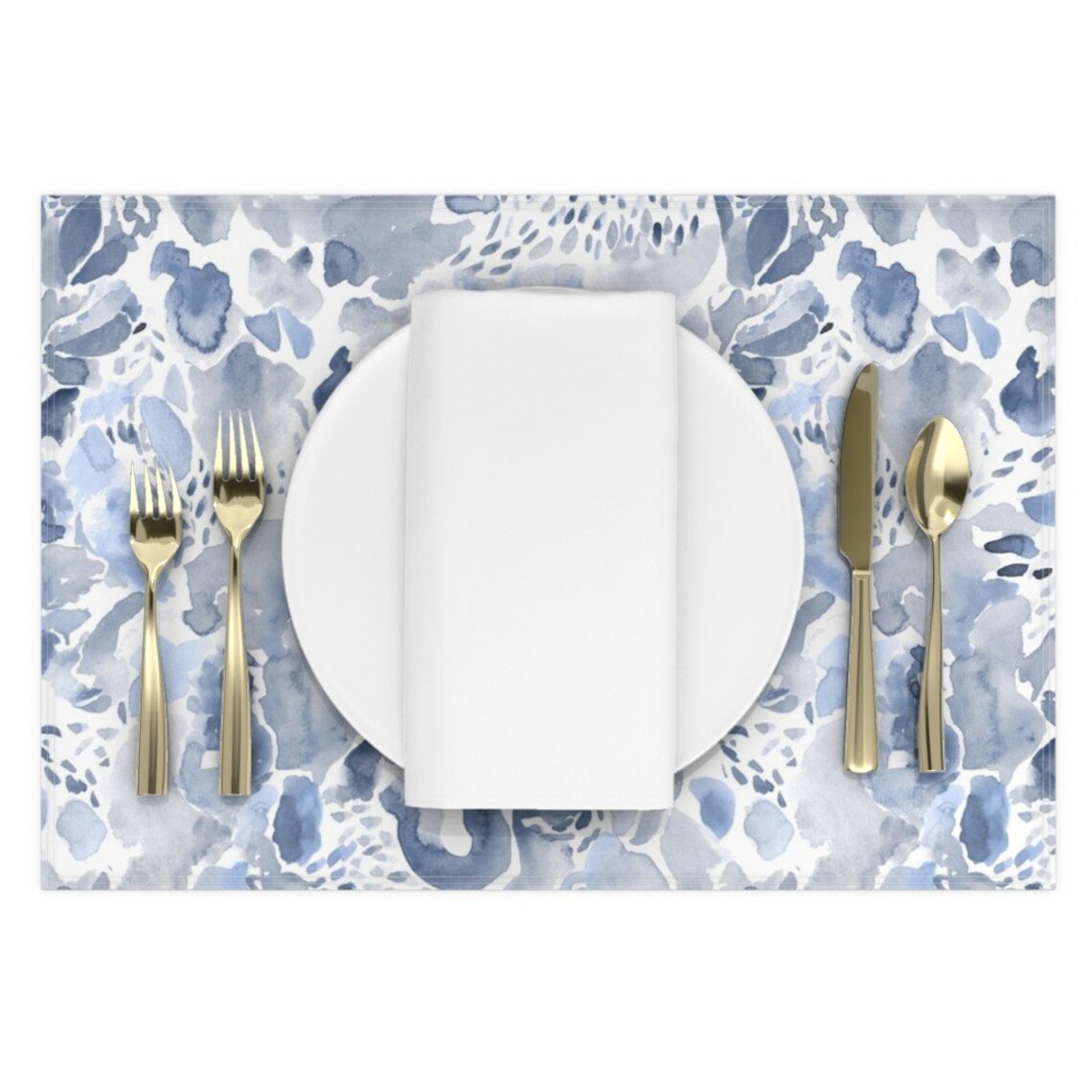 Watercolor Placemats Set of 2 Abstract Blue Period by Etsy