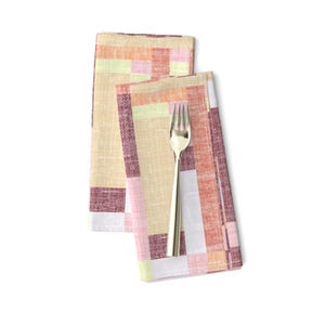 Modern Geometric Dinner Napkins (Set of 2) - Bauhaus Geo Orange by ginger&cardamme - Abstract Graphic Bauhaus Cloth Napkins by Spoonflower