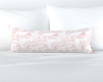Lendenkussen Paris Toile XL - pastelroze Victoriaans extra groot rechthoekig lendenkussen - Les Environs De Paris van peacoquettedesigns -