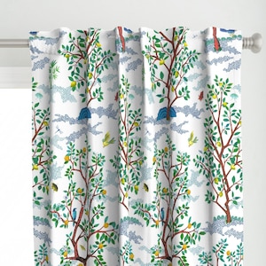 Chinoiserie Curtain Panel - Citrus Grove Chinoiserie  by danika_herrick - Orange Tree Citrus Garden Custom Curtain Panel by Spoonflower