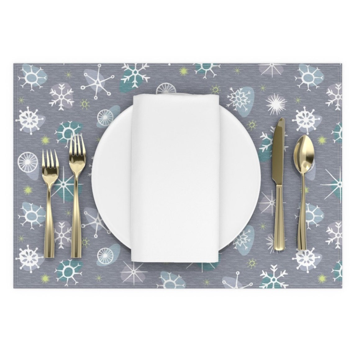 Weihnachten Tischsets Set von 2 Silber Schnee von Etsy