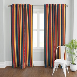 Stripe Curtain Panel Bauhaus Stripes by Dessineo Blue Red Yellow ...