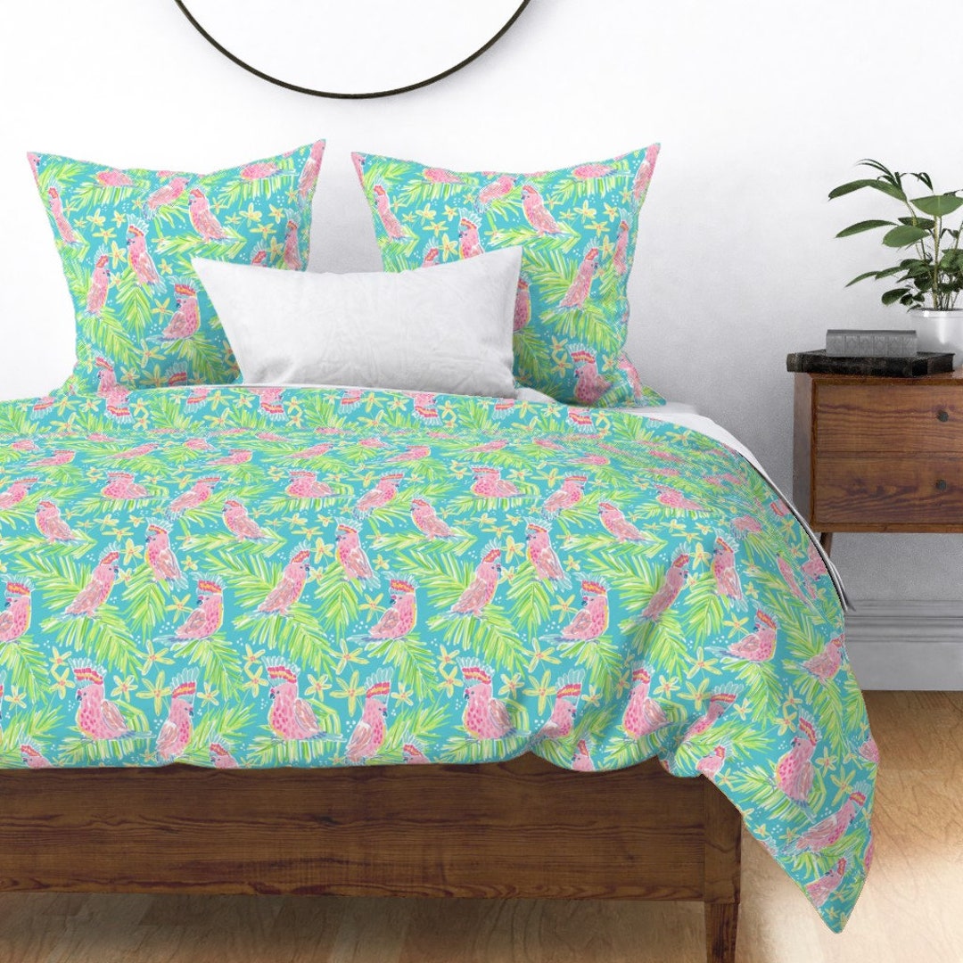 Jungle Duvet Cover Pink Cockatoo by C_manning Summer Etsy