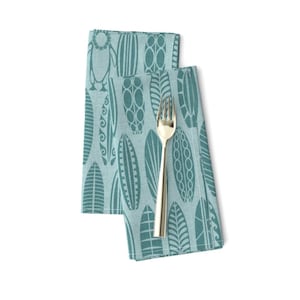 Surfing Penguins Dinner Napkins (Set of 2) - Penguin Vacay (medium Surf) by fleabat - Surfboards Aloha Print Cloth Napkins by Spoonflower