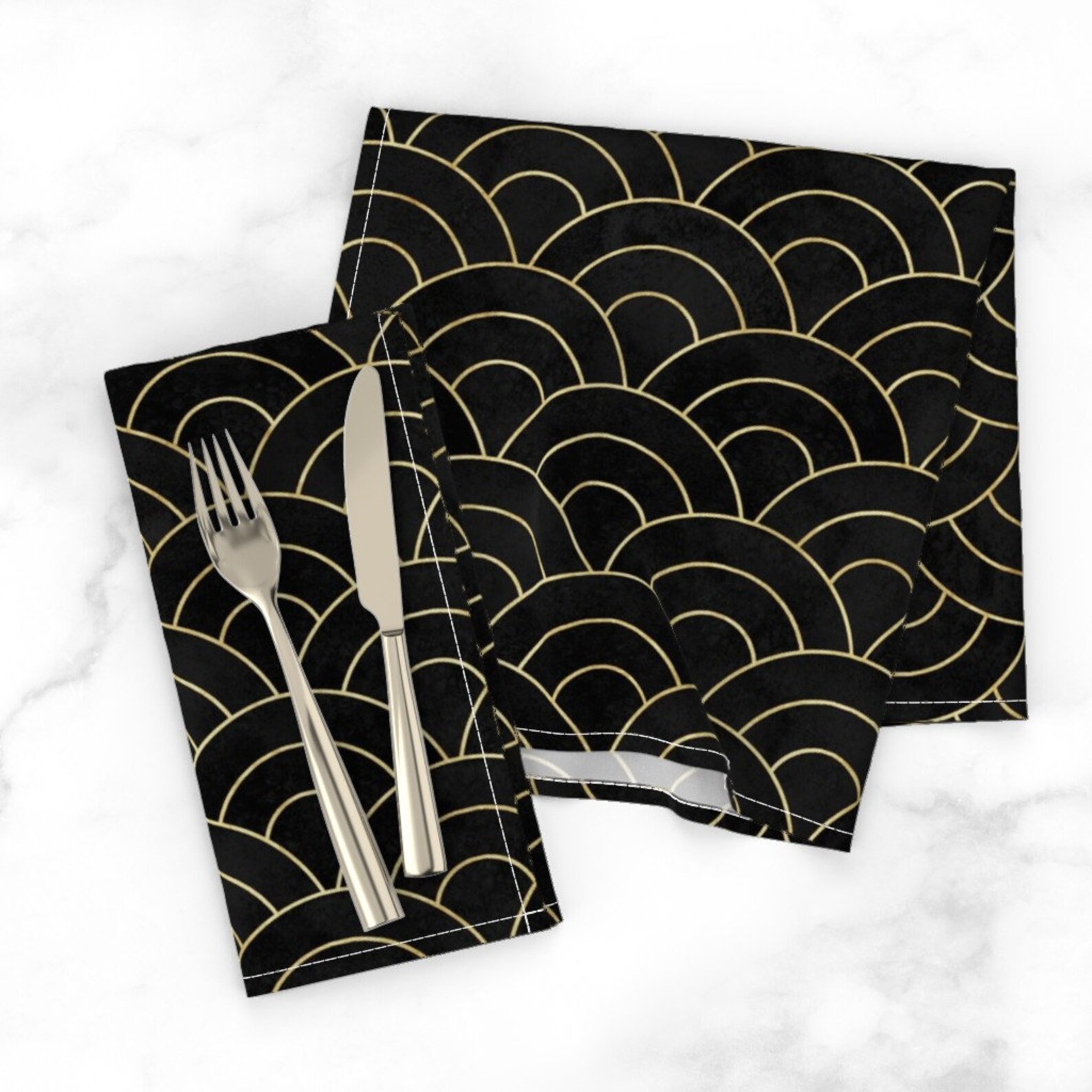 Japanese Sashiko Dinner Napkins set of 2 Gold and Black Etsy