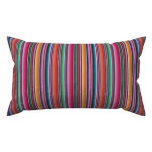 Serape Stripe Lumbar Pillow - Mexican Folk Art Colorful Stripe Tex Mex Rectangle Accent Throw Pillow - Mexican Blanket by anchored_by_love