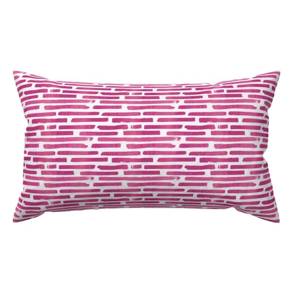 Fuchsia Accent Pillow - Berry Watercolor Stripes by amberelizabethstudio - Watercolor Rectangle Lumbar Throw Pillow by Spoonflower