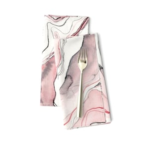 Marble Dinner Napkins (Set of 2) - Rose Marble Watercolor Stone by rebecca_reck_art - Watercolor Abstract Pink Cloth Napkins by Spoonflower