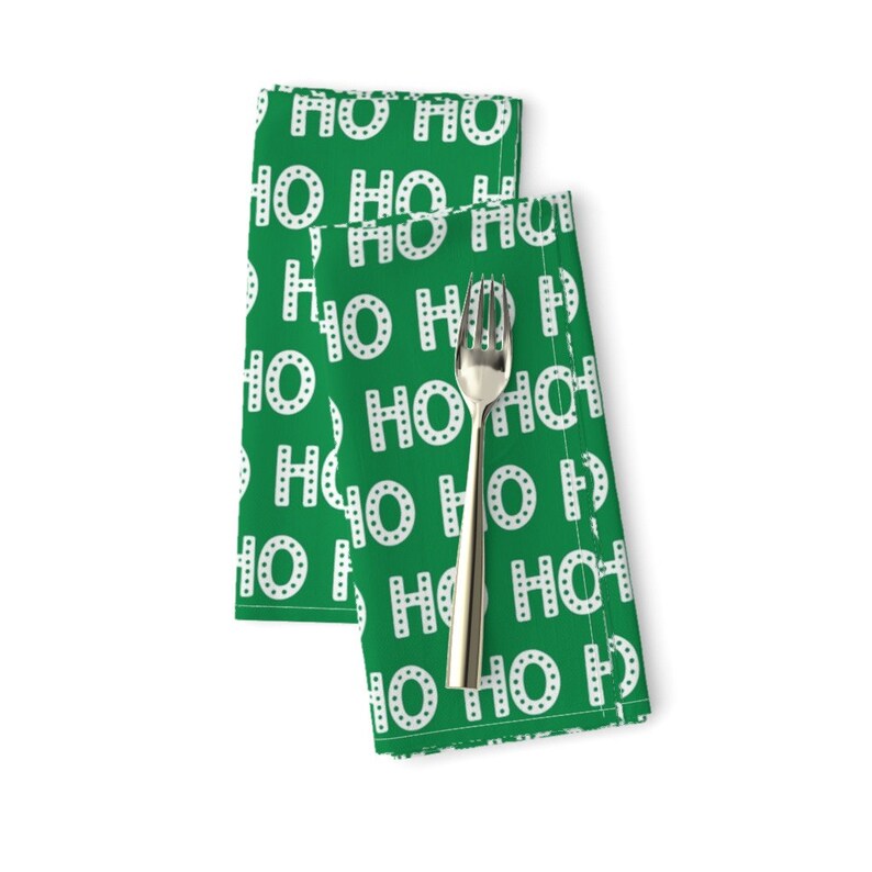Set of 2 - Ho Ho Ho Merry Christmas by red/_raspberry/_design Holiday Dinner Napkins Festive Christmas Santa Cloth Napkins by Spoonflower