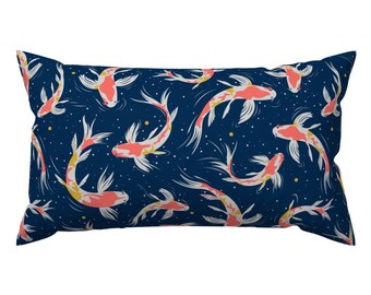 Japanese Koi Fish Accent Pillow - Koi Fish In The Water by evamatise - Ornamental Carp Rectangle Lumbar Throw Pillow by Spoonflower