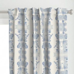 Pastel Blue Curtain Panel - Inkblot by danika_herrick - Abstract Paint Faded Ink Blue And White Test Custom Curtain Panel by Spoonflower