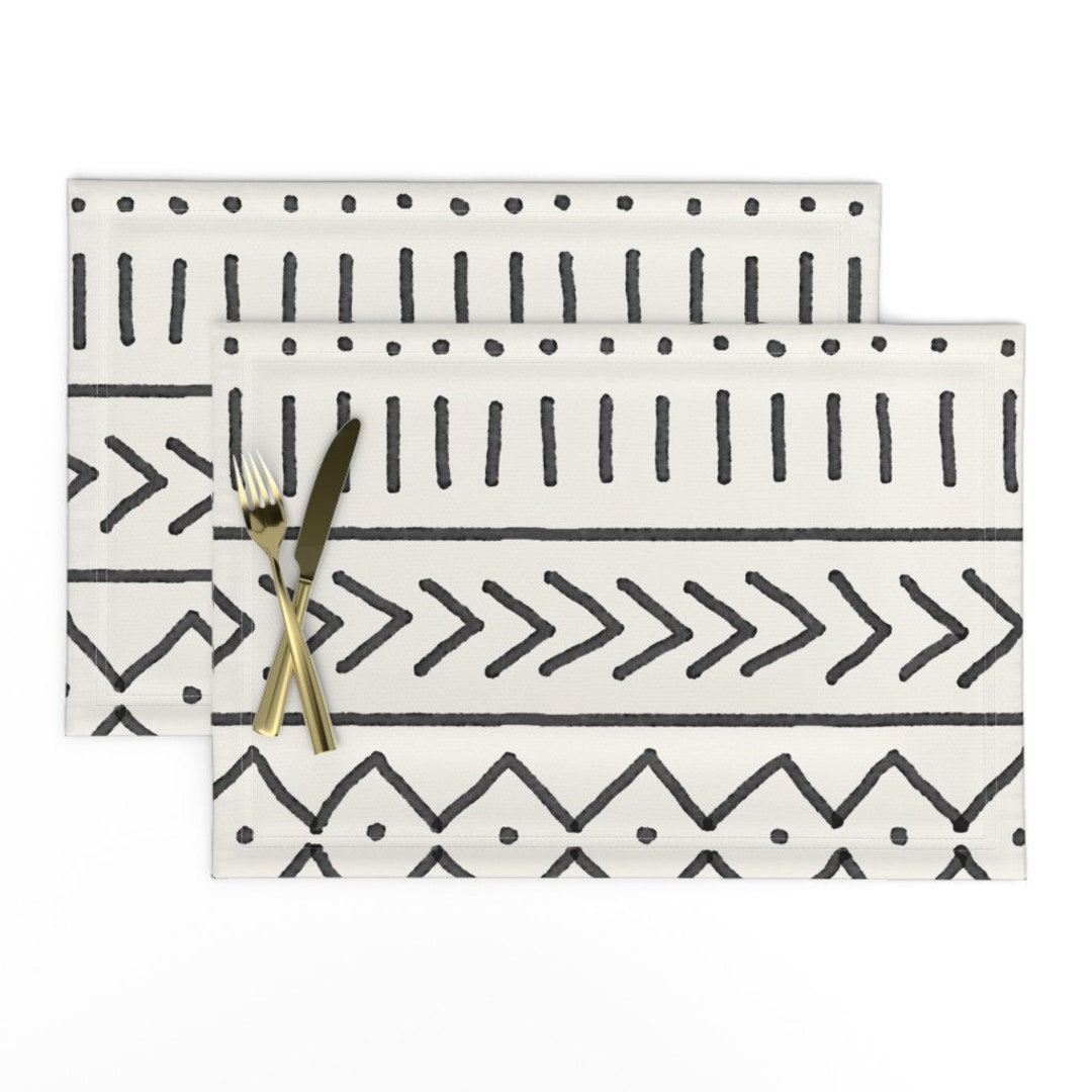 African Placemats set of 2 Mudcloth Cream by Curious_nook Etsy