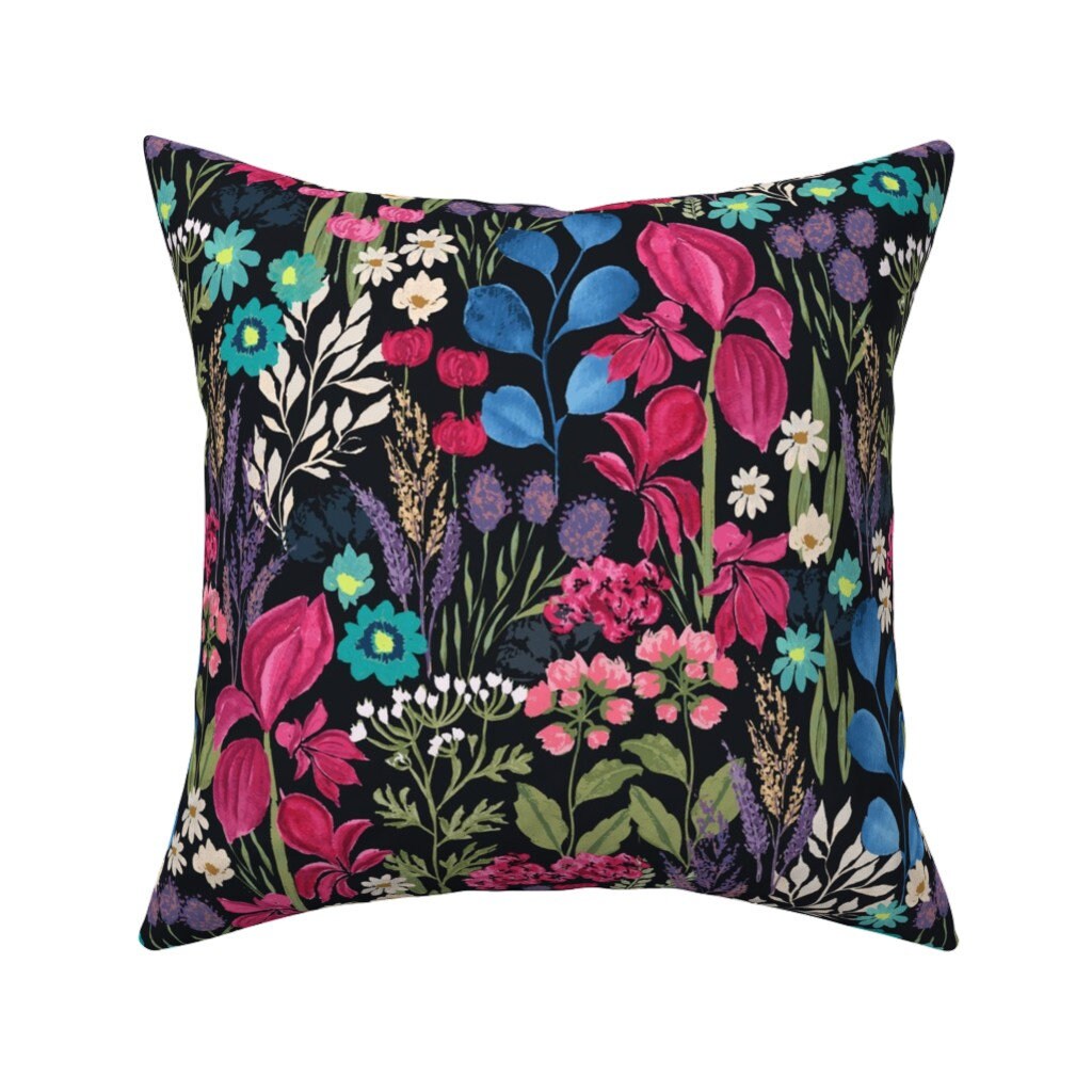 English Floral Throw Pillow English Cottage Garden Dark de Etsy
