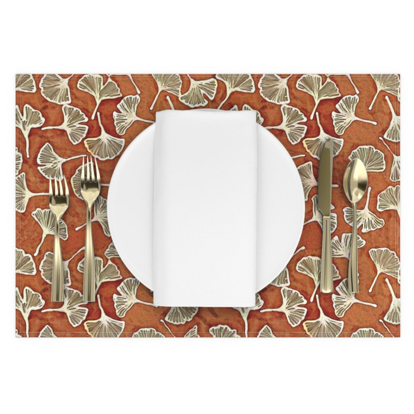 Batik Placemats Set of 2 Ginkgos On Brown by Etsy